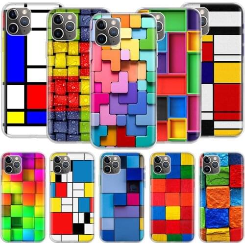 Colorful Block Phone Case for Apple Iphone 8 7 6 6S X XS XR 11 12 Pro Max Mini Plus 5 5S SE 2020 Shell Cover