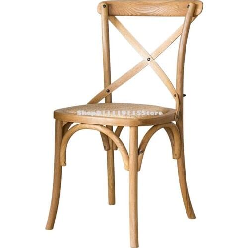 Wooden Chair Back Chair Solid Wood French Retro Chair Household Economic Oak Chair American Dining Chair Fork Back Chair