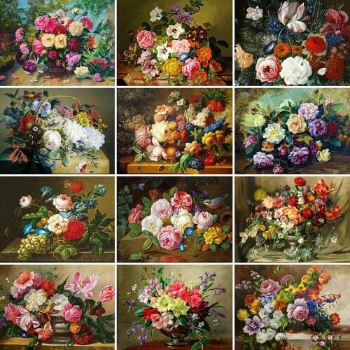 Evershine Diamond Painting Flowers Full Square Drill Embroidery Vase Cross Stitch Kit Rhinestone Picture Home Decoration