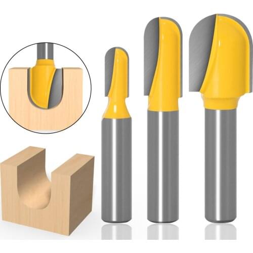 1PC 8MM Shank Milling Cutter Wood Carving Router Bit Carbide End Mill Tool Long Blade Round Nose Bit Core Box Router Bit