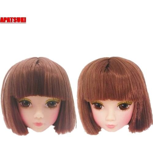Brown Hair Head for 11.5" Dolls Short Hair Heads for 1/6 BJD Dolls Accessories DIY for Toys Dollhouse Kid Toy Best Gift for Girl