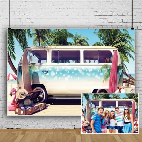 Laeacco Summer Vocation Holidays Tropical Palms Tree Trip Beach Party Decor Scenic Photo Background Photographic Backdrops