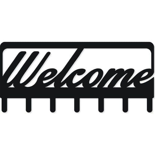 M & c Concept Welcome Metal Wall Key Holder Black