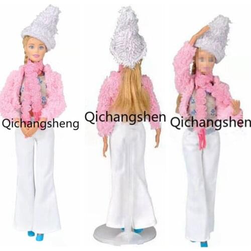 Fashion Pink 1/6 BJD Clothes For Barbie Doll Outfits Winter Coat Jacket Pants Scarf Shoes Hat Belt 11.5" Doll Accessory Toy Gift