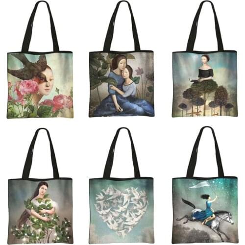 Fashionable Oil Painting Shakespeare Leisure Women Handbag High Capacity Storage Travel Dreamy Elegant Canvas Shopping Bags Gift