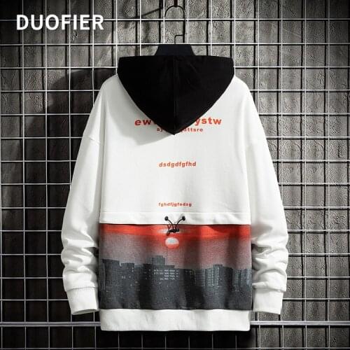 Man Hoodie Pullover Harajuku Hoody Dusk Print Streetwear Fashion Tops Men Big Pocket Hooded Sweatshirts Unisex Oversize Clothes