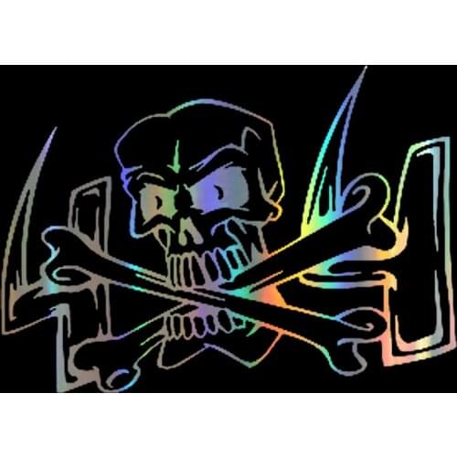 Car Sticker 3D Skull 4X4 14.2*10.2cm Funny Sticker On Car Reflective Laser Motorcycle Decals Sticker Vinly Car Styling
