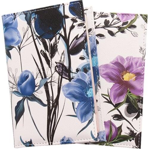 2020 Fashion Flower Patten Color Embossing Passport Cover PU Leather Passport Credit Card Holder