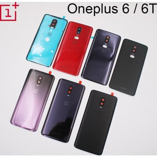 Original Glass For OnePlus 6 6T Back Battery Cover Door Rear Glass Battery Cover one plus 6 6T 1+6T Housing Case + Camera Lens