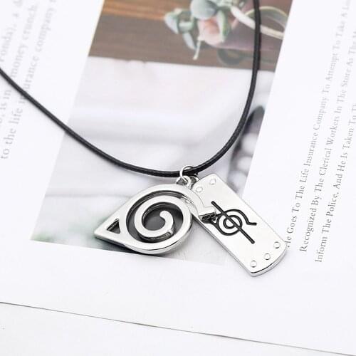 Konoha Pendant Necklace Classic Japanese Anime Accessories Cosplay Akatsuki Itachi Cartoon Jewelry Mens Chain Gift Wholesale