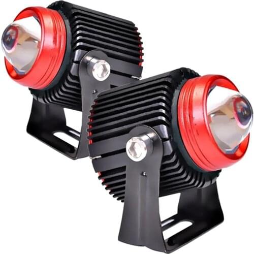 A pair of motorcycle led headlight magnifying glass 20w 12V-24v 3000LM white light high/low light yellow light