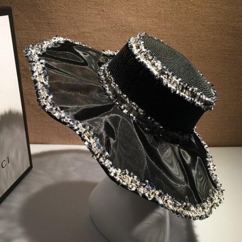 Summer Straw Hat Fashion Casual Elegant Princess Panama Beach Fedora Hat Big Wide Brim Breathable Sun Panama Hats For Women