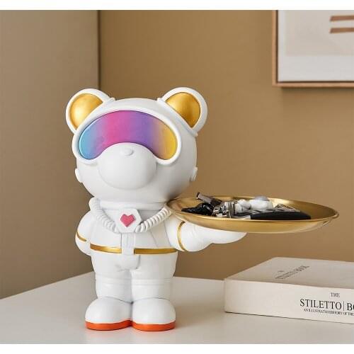 Nordic Sculpture Modern Art Decoration Tray Resin Statue Bear Model Home Deocration Accessories Living Room Decoration Gifts