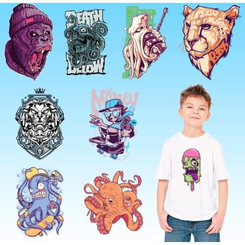 Animals logo Thermal Stickers Heat Transfer PVC Patch manualidades Stickers on fabric Ironing stickers Applique on Clothes