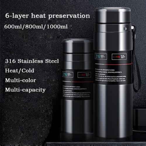 600/800/1000ml Large Capacity Vacuum Flask 316 Stainless Steel Thermos Bottle Outdoor Thermal Mug Warm/Cold Keep Water Bottle