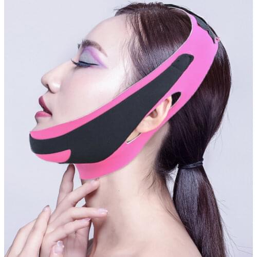 Thin Facial Belt V Face Bandage Reduce Double Chin Slim Lift Up Face Lifting Slimming Beauty Tool PInk And Black Dropship
