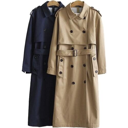 Fashion Trench coat for Womens 2018 Spring and Autumn Belt slim Windbreaker Long Coat Female Casual top Cotton Trench coat 2064