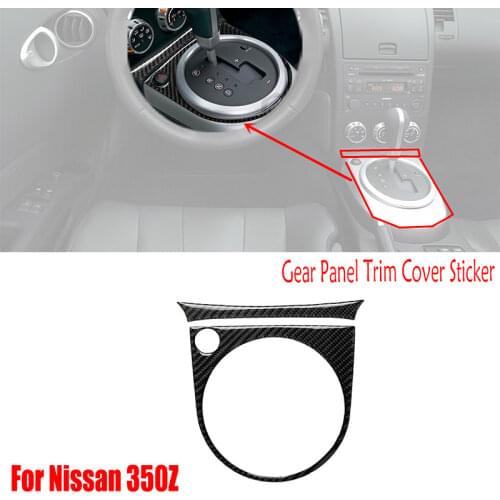 LHD For Nissan 350Z 2006-2009 Carbon Fiber Auto Accessories Interior Parts Center Console Gear Shift Knob Cover Frame Sticker