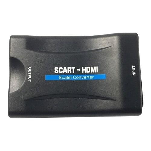 SCART To HDMI 1080P Video Audio Upscale Converter Adapter for HD TV DVD for Sky Box STB Plug and Play with DC Cable