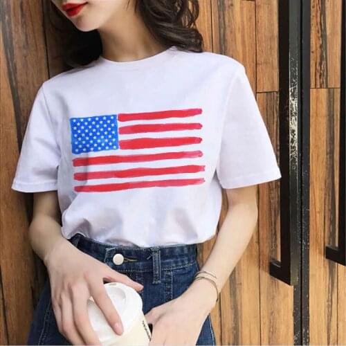 Women T-shirts 2021 Summer National flag pattern Print Ladies Tee Tops harajuku Graphic Female Short sleeve casual Tshirt femme