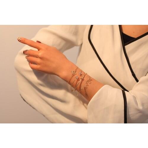 Metallic Knot 'Love' Crystal Arrow 3 Bangles & 1 Cactus Golden Bracelets 4 pieces/set for Women