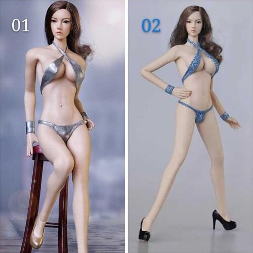 1/6 soldier man doll costume clothes sexy model silver blue bikini suit model in stock