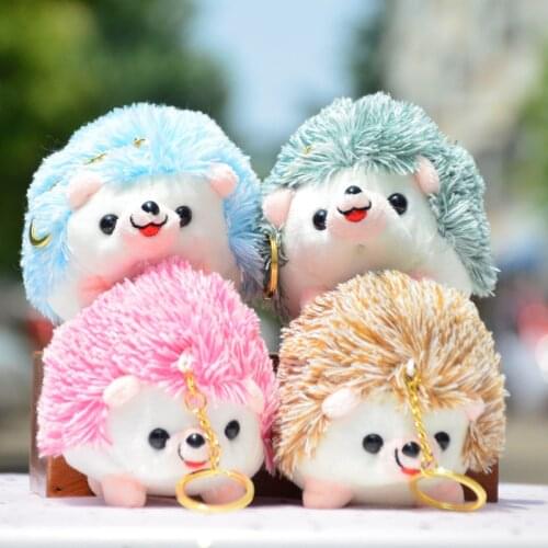 1PCS Cute Plush Hedgehog Toy Small Pendant Creative Mini Soft Stuffed Animal Toys Birthday Girls Playmate Gift 12CM Key Chain