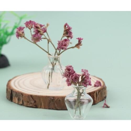 1Pc Glass Mini Model Doll House Flowerpot Vase 1/12 Scale Handcrafted Dollhouse Decoration