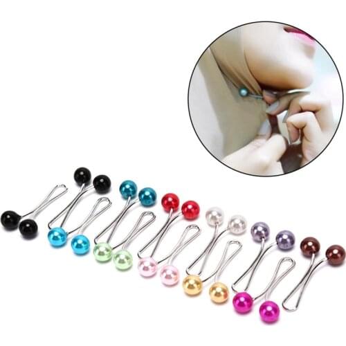 12pcs/set U-shaped Muslim Headscarf Pin Pearl Clips Pin for Lady Shawl Scarf Muslim Hijab Scarf Pearl Clip Anti Slip Brooch Pin