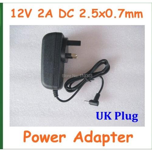 50pcs UK 12V 2A 2.5x0.7mm 2.5mm Power Supply Adapter Charger for Tablet PC Cube U30GT2 U9GT5 Ainol Hero Chuwi V9 Visture V97 HD