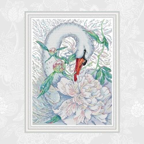 White Swan Cross-stitch Counted Printed Canvas Handmade Embroidery Needlework Accessories 14ct 11ct Aida Cross Stitch Kits