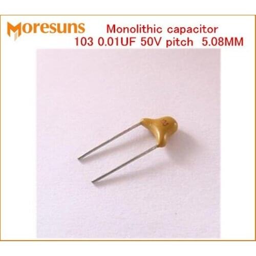 Free Ship 100pcs/lot Monolithic capacitor 103 0.01UF 50V pitch 5.08MM non-polar capacitor