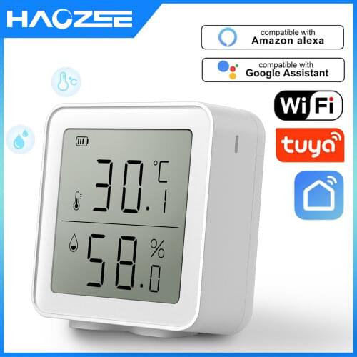 Tuya WIFI Temperature And Humidity Sensor Indoor Hygrometer Thermometer With LCD Display Support Alexa Google Assistant