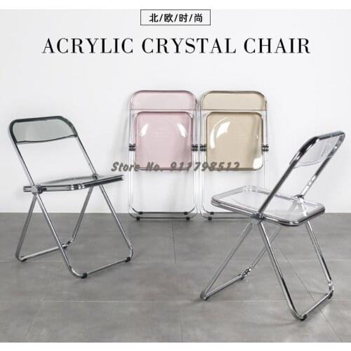 Home dining chair acrylic transparent folding chair simple ins net red photo chair clothing store backrest makeup chair