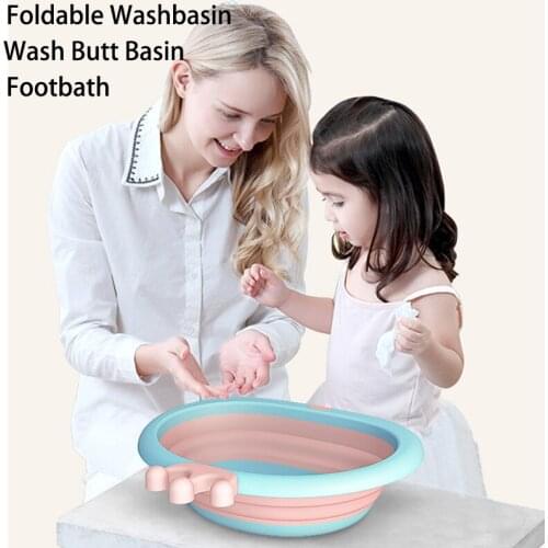 Dropshipping Baby Folding Washbasin Newborn Infant Face Foot Butt Wash Basins Travel Baby Bath Tub Child Collapsible Basin