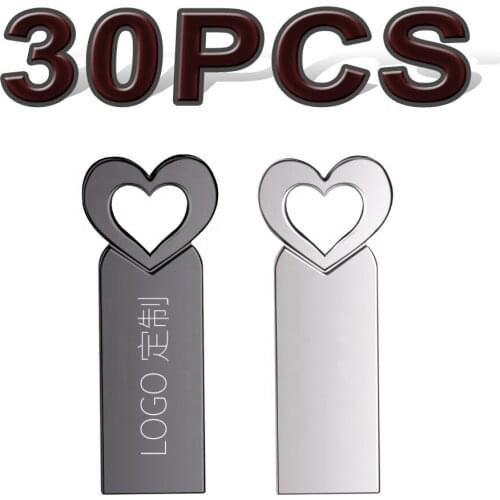 Classical Metal heart shape Wedding gifts Key USB Flash Drive 30PCS 8gb 16gb 32gb Memory stick Customized Logo u disk