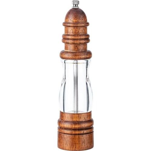 Freshly Ground Pepper Grinder Household Manual Sea Salt Pepper Solid Wood Lighthouse Ceramics Pepper Mill Spice Container