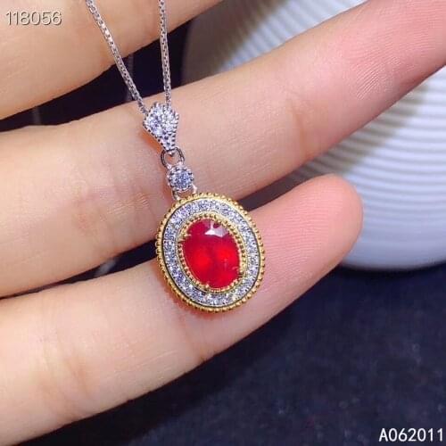 KJJEAXCMY Fine Jewelry Natural Ruby 925 Sterling Silver Noble Girl Gemstone Pendant Necklace Chain Support Test Hot Selling