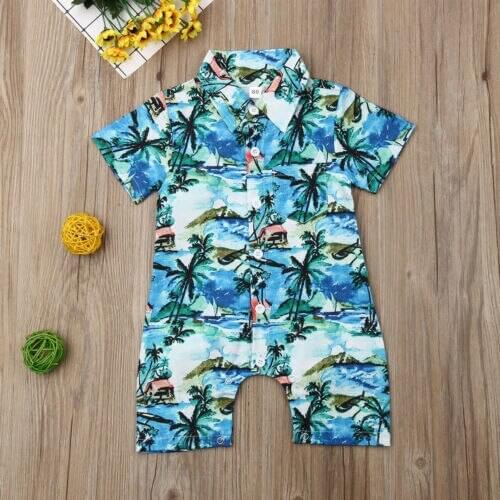 Newborn Baby Girl Boy Hawaii Romper Jumpsuit Outfits Clothes Fashion Summer Kids Short Sleeve Holiday Rompers 0-24M