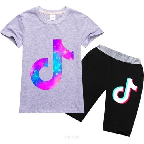 Tik Tok Children Boys Girls Cotton Clothing Set For Toddler Kids Clothes Summer Set Brand Infant Cartoon Sports Suit 2-15 Years