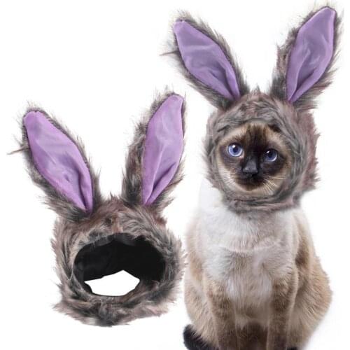Cat Cross Dress Rabbit Shape Design Cosplay Prop Plush Creative Pet Costume Headgear Cats Skin-friendly Hat Decoration Grey Caps