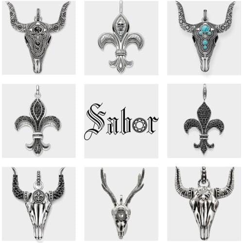 Pendant Bull Skull Buffalo,2020 New Fashion Jewelry silver color Cubic Zirconia Gift For Wen Women Fit Necklace thomas