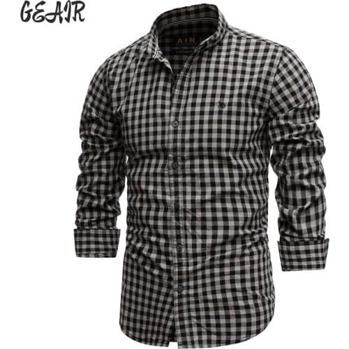 100% Cotton Mens Plaid Shirts Bsiness Casual Shirt Quality Comfortable Sweaty Shirt Men Fashion Dress Collared Lattice Shirts