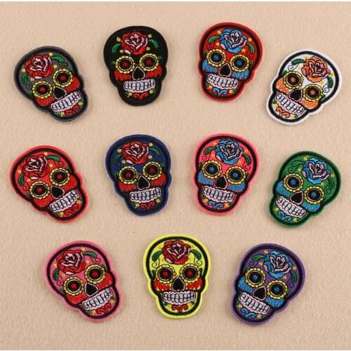 Skull Patches for Clothing Iron-on Badges Embroidered Appliques Sewing Woven Letter DIY Ironing Patch On Clothes Stickers