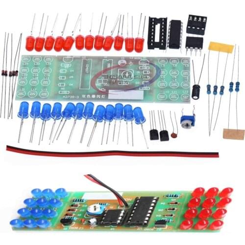 NE555 + CD4017 Red Blue Double Color Flashing Lights Board Kit StrobePractice Learning DIY Kits Electronic Suite Module