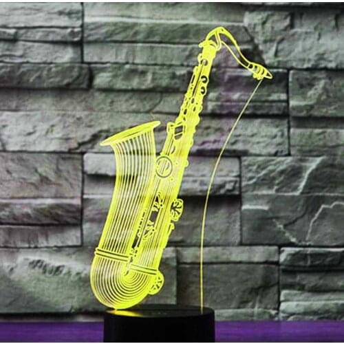 3D LED Night Light Classical Sax with 7 Colors Light for Home Decoration Lamp Amazing Visualization Optical Sachs