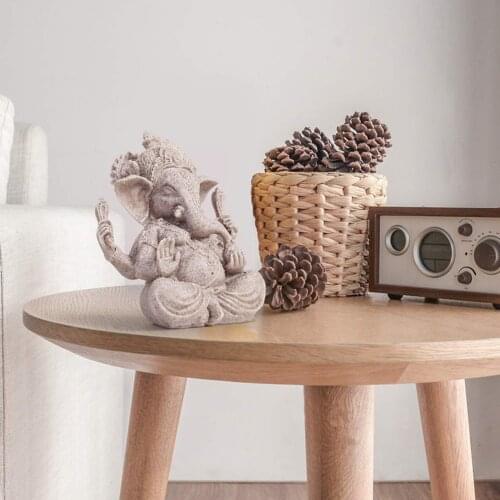 Sandstone Hindu Elephant Buddha Sculpture Desk Ornament Statue For Decoration Ganesha Buddha Figurines Miniatures Home Decor
