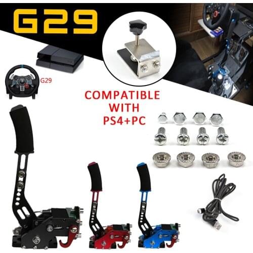 PC+PS4/Xbox One For Racing Games G29/G920/T300RSG295/G27 USB Hand Brake+Clamp Logitech Brake System Handbrake Games Red Blue
