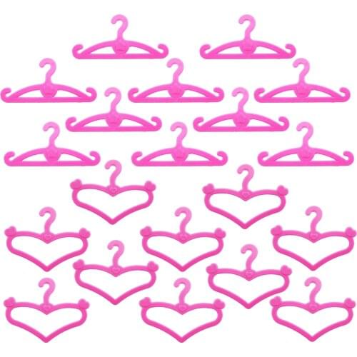 20 Pcs/Lot Pink Mix Plastic Doll Hangers Cute Mini Accessories for Barbie Doll 12'' Clothes Holder Kids Girl Play House Gift Toy