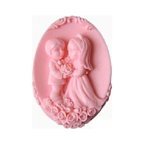 PRZY Wedding Couple Handmade Soap Mold Candle Silicone Mould Flower Soap Molds Soap Making Moulds Resin Clay Aroma Stone 001